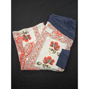 Free Movement Womens M Cropped Pants Boho Paisley Floral Print Blue Pocket